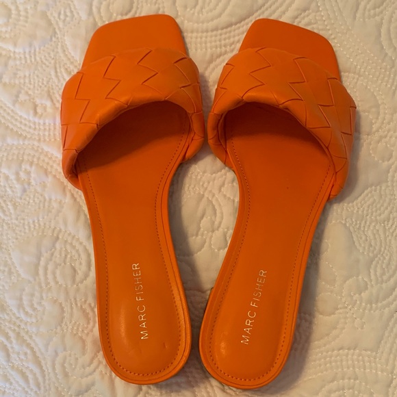 Marc Fisher Shoes - Marc Fisher Orange Braided Slide Sandals